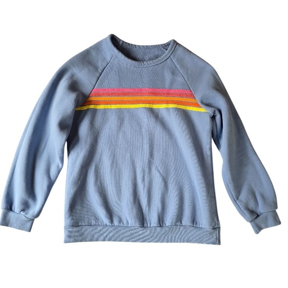 Unbranded Tops - Rainbow Stripe Sweatshirt Women S Dusty Blue Retro 70s Aesthetic Indie Alt Skate